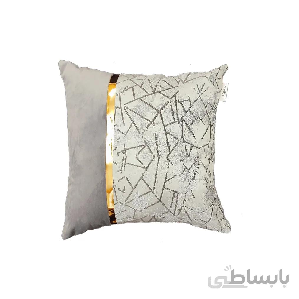 کوسن ترکیبی چرم و مخمل مدل یاسمن رنگ فیلی