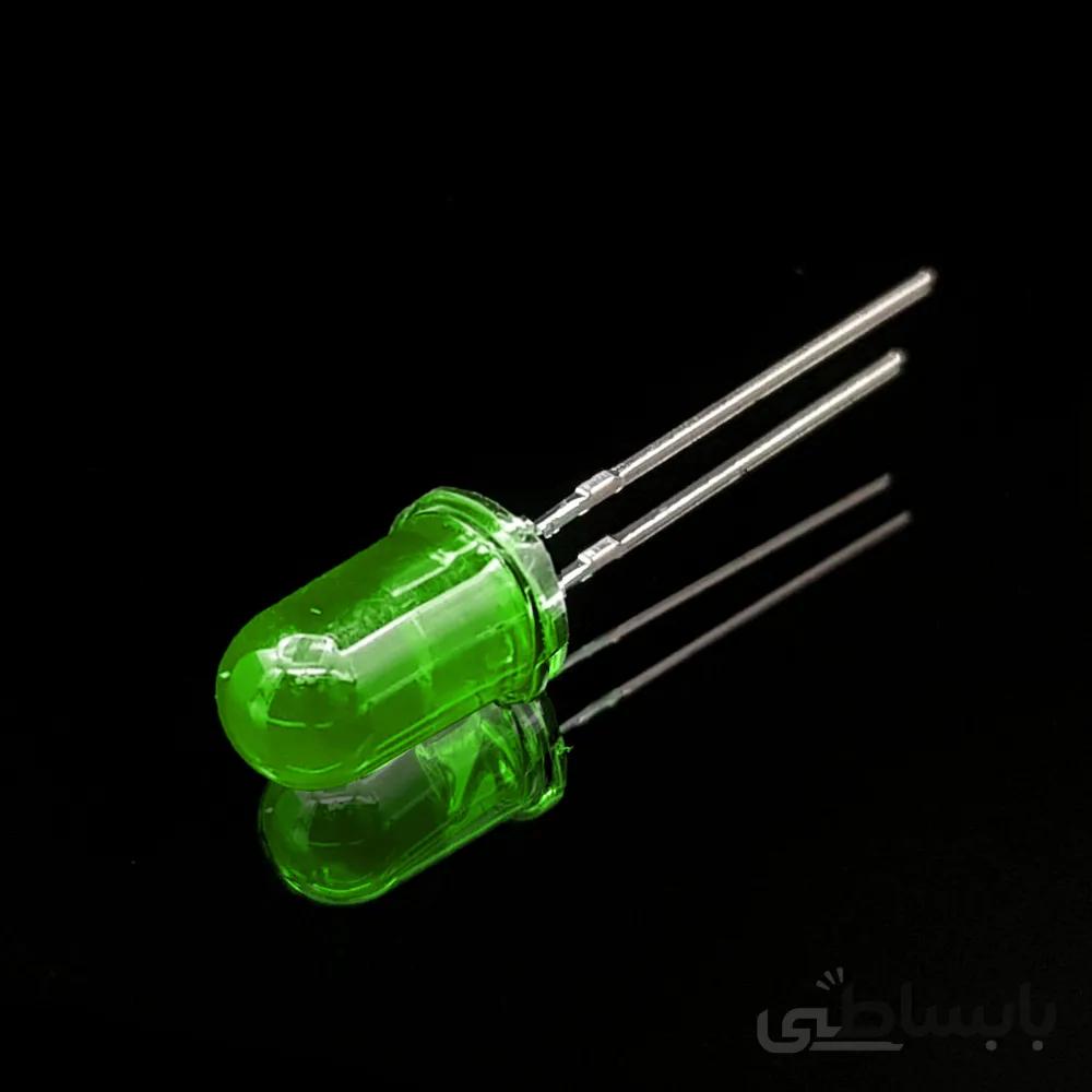 ال ای دی 5mm سبز مات پایه کوتاه