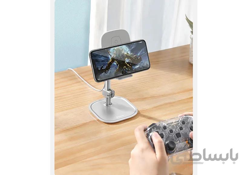 استند شارژر وایرلس بیسوس Baseus Literary Youth Desktop Bracket SUWY D0S ا Baseus Literary Youth Desktop Bracket Telescopic + Wireless Charging SUWY-D0S