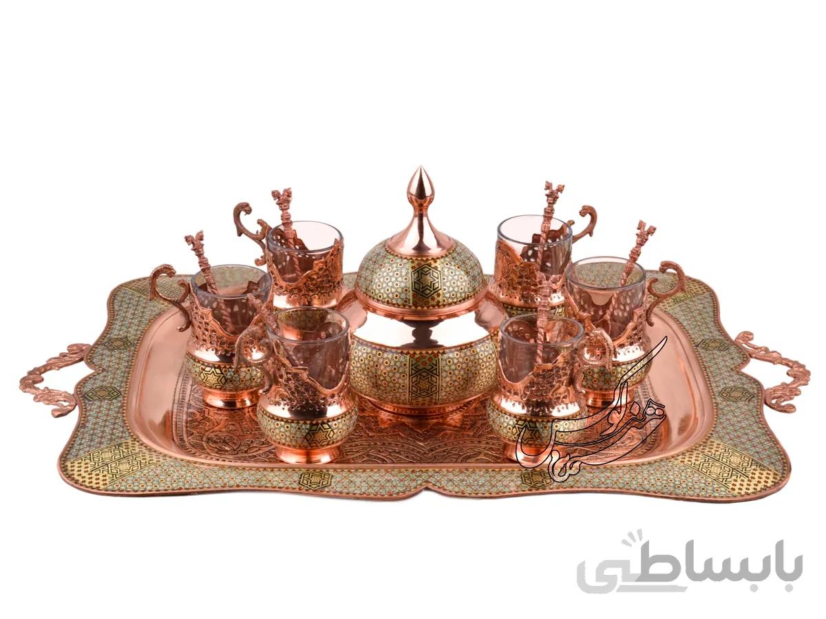 سرویس چای خوری مس و خاتم کاری شده اصفهان