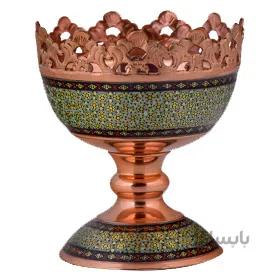 آجیل خوری مسی خاتم کاری اثر آقاجانی ارتفاع 14سانتی متر کد C-484