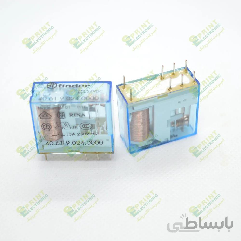 رله 24 ولت شیشه ای 8 پایه 16 آمپر Finder 40.61.9.024.0000