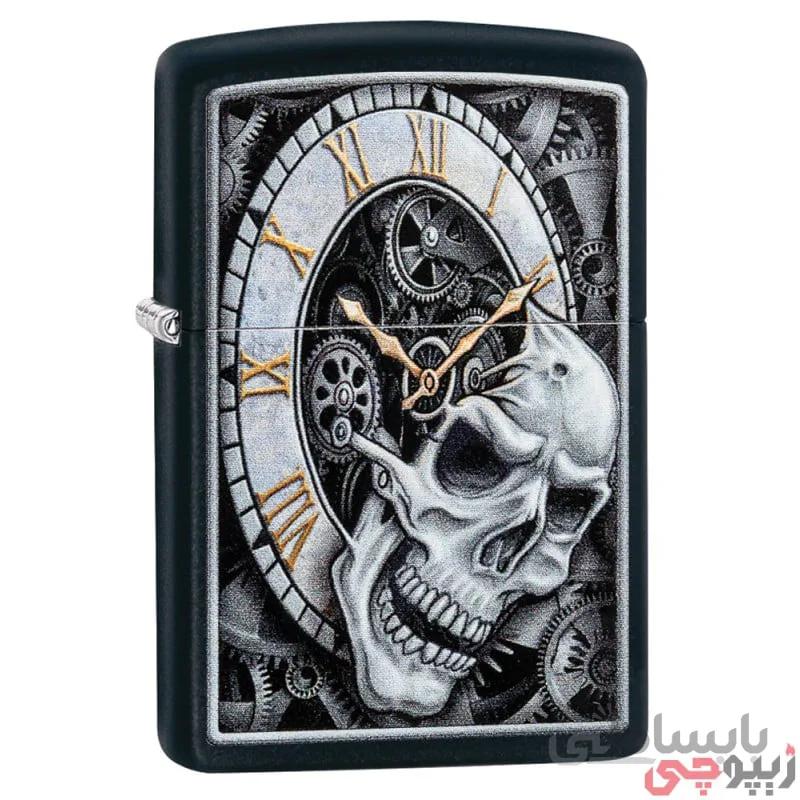 زیپو اصل کد ۲۹۸۵۴ – Skull Clock Design