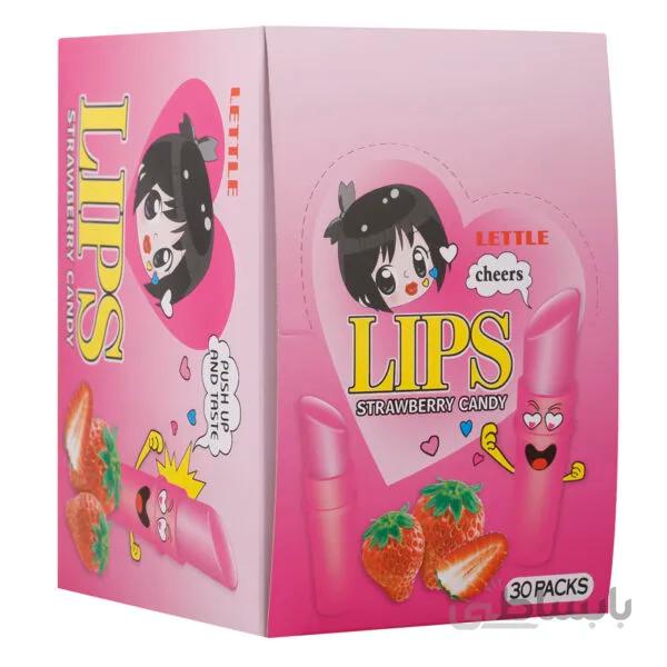 آبنبات ماتیکی لیپس بسته ۳۰ عددی طعم توت فرنگی – Lips Strawberry Candy