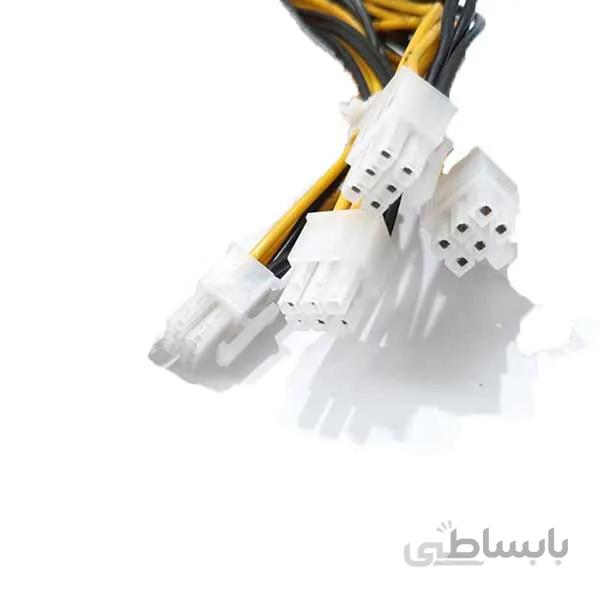 دسته کابل اتصال برق به هشبرد ماینر 4 سر سوکت 6 پین به 2 سر کابلشو طول 50 سانتی متر