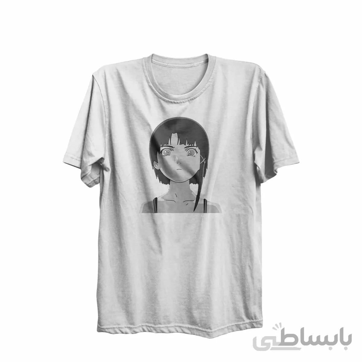 تیشرت یقه گرد سفید طرح انیمه تجربیات سریالی لین Serial Experiments Lain کد KCT10462
