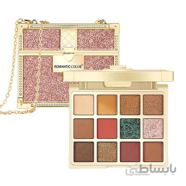 پالت سایه رمانتیک کالر مدل کیفی زنجیر دار (Romantic Color 12 Color Star Eyeshadow Tray-Code 03)