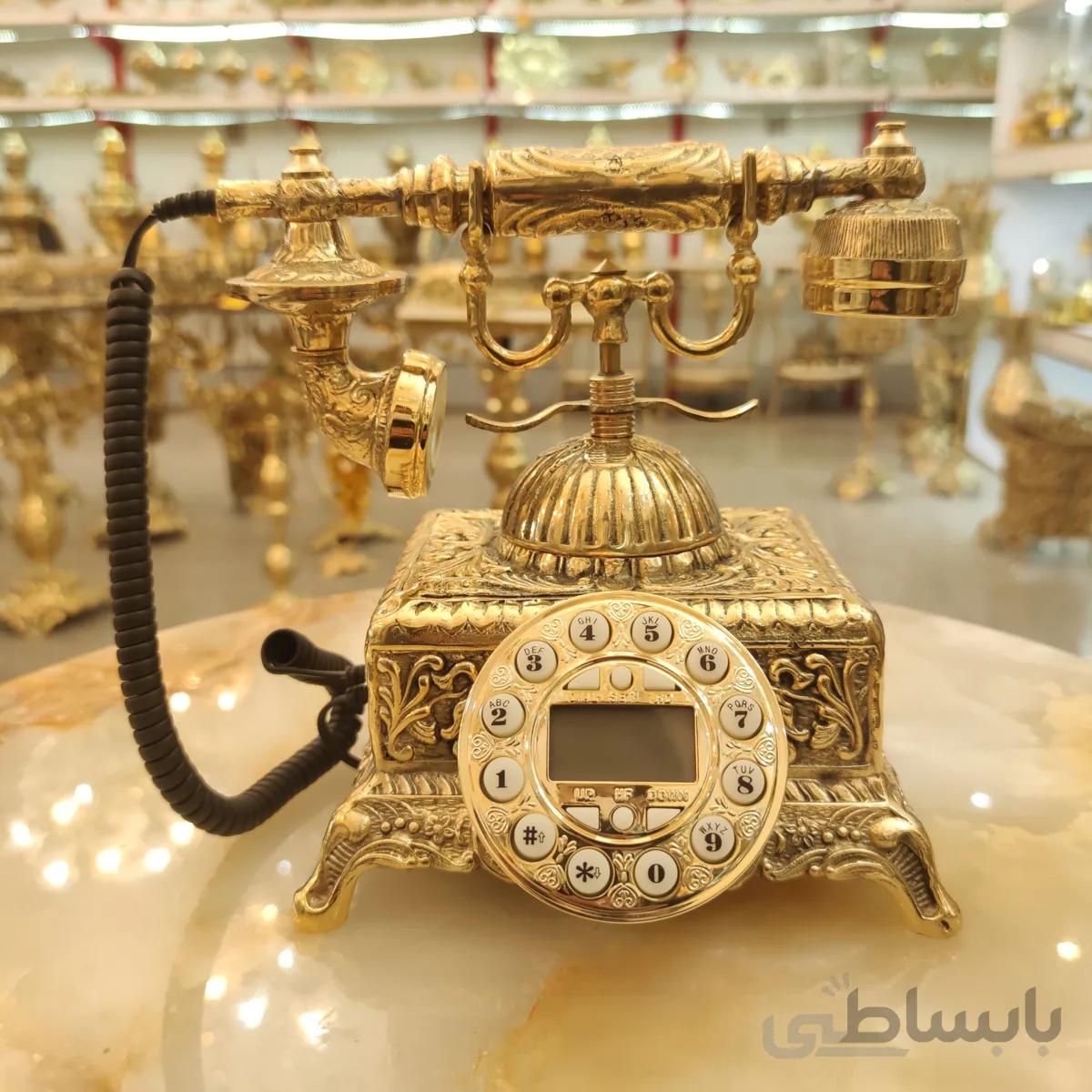 تلفن برنزی رومیزی کلاسیک طرح مربع کد 532
