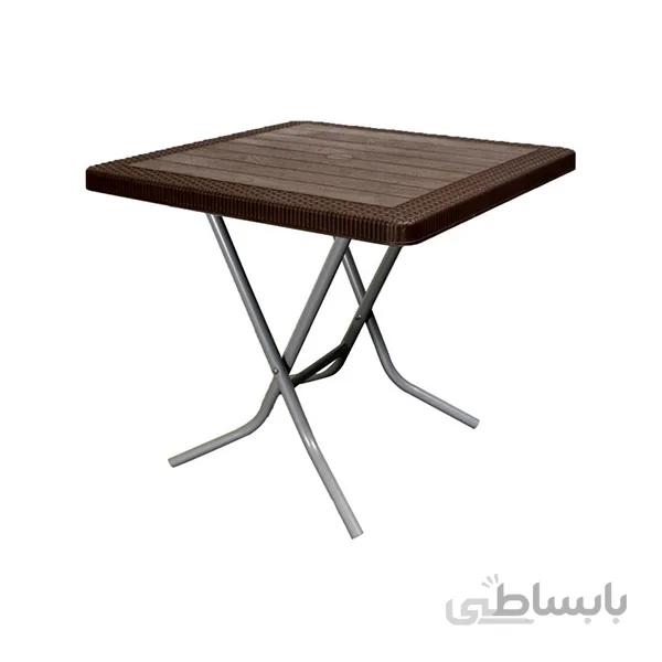 میز مربع تاشو پایه فلزی حصیر بافت ناصر پلاستیک مدل 523