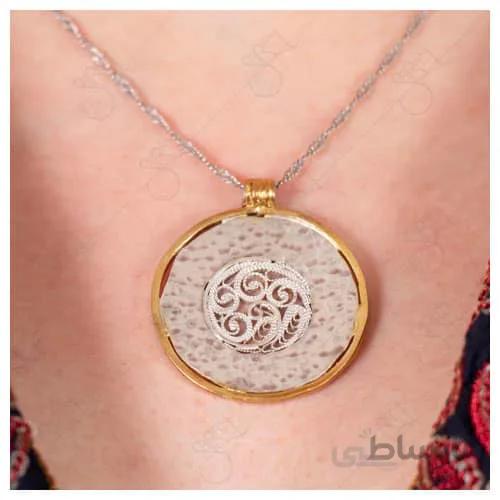 گردنبند نقره چکش کاری و ملیله کاری دست ساز مدل 0202