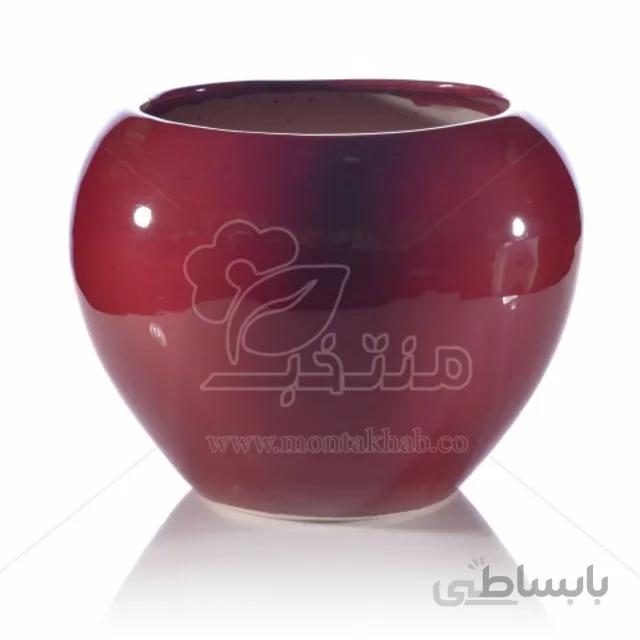 گلدان سفالی لعابدار طرح خمره ای ارتفاع 23 سانتی متر