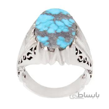 انگشتر نقره مردانه مدل سنگ فیروزه نیشابور رکاب دست ساز کد am_2039