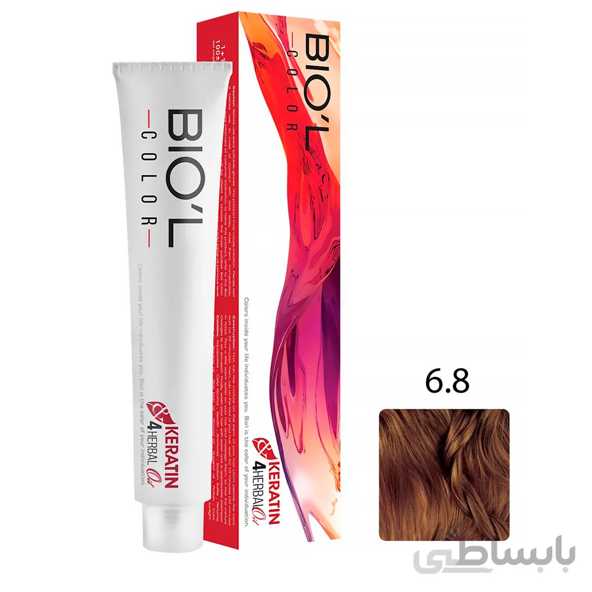 رنگ موی بیول سری شکلاتی حجم 100 میل شماره 6.8 رنگ بلوند شکلاتی تیره ا Biol Choclate Dark Choclate Hair Color 6.8