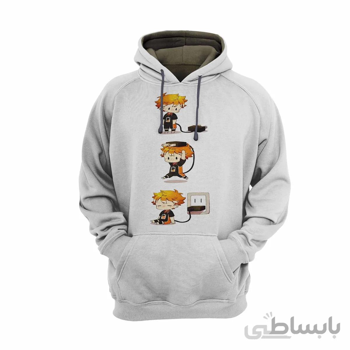هودی سفید طرح انیمه هایکو Haikyu