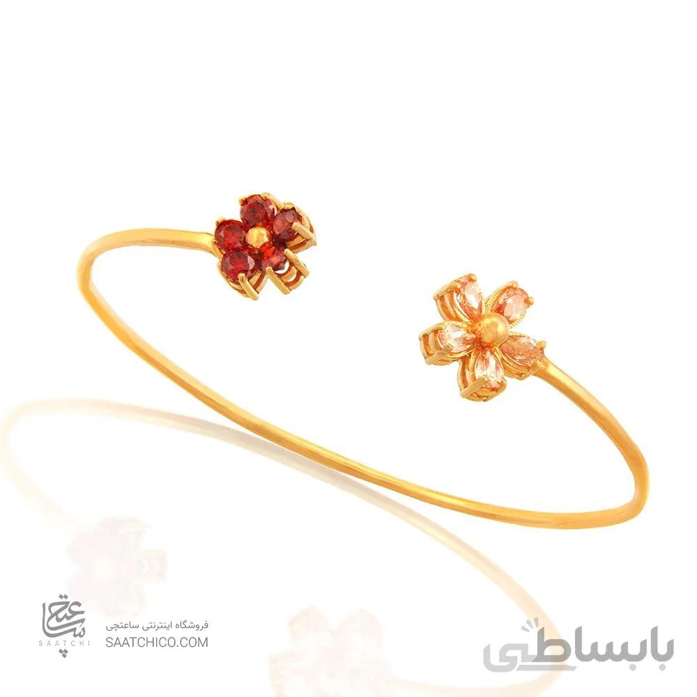 دستبند طلا زنانه طرح گل با نگین کد CB320