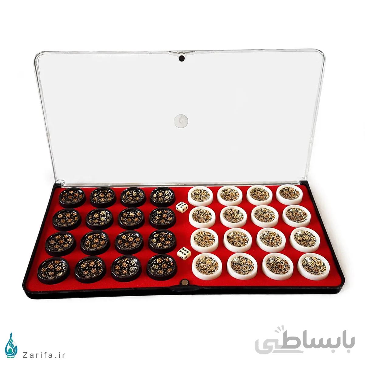 مهره تخته نرد خاتم سایز ۴۰ با کاور طلقی