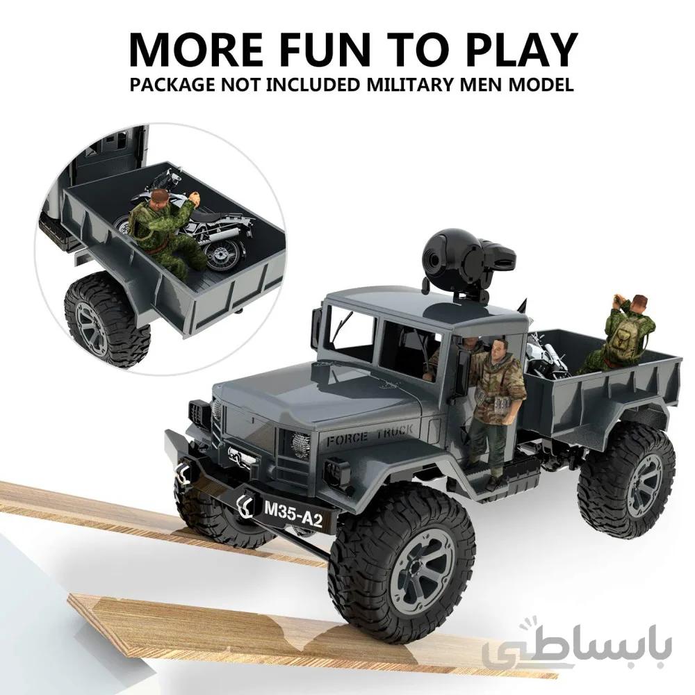 ماشین اسباب بازی کنترلی شارژی با دوربین وای فای اچ دی مدل maxxrace rc Military Truck with WiFi HD Camera