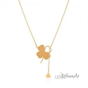 گردنبند طلا طرح گل شبدر با آویز قلب کد LN850