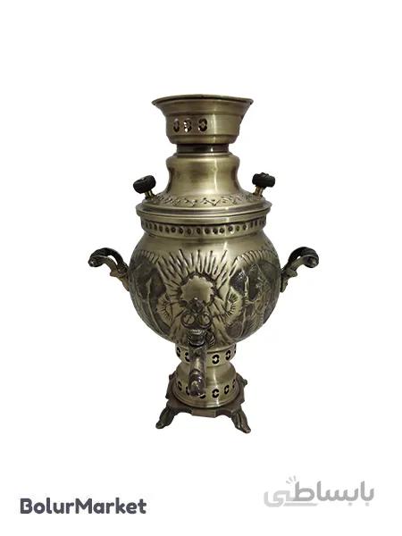 سماورذغالی انتیک شیروخورشید توپی ۲لیتری