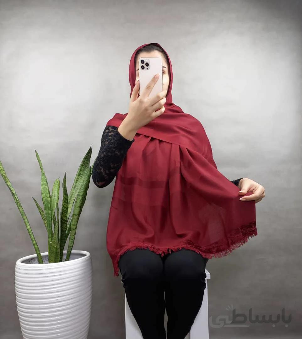 شال زنانه پاییزه نخی ساده پایین مخمل