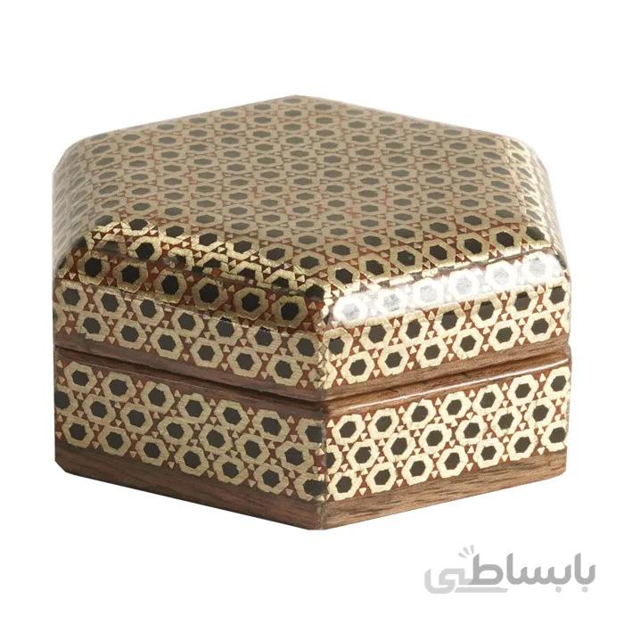 جعبه جواهرات خاتم کاری طول 6 سانتی متر کد LN-119
