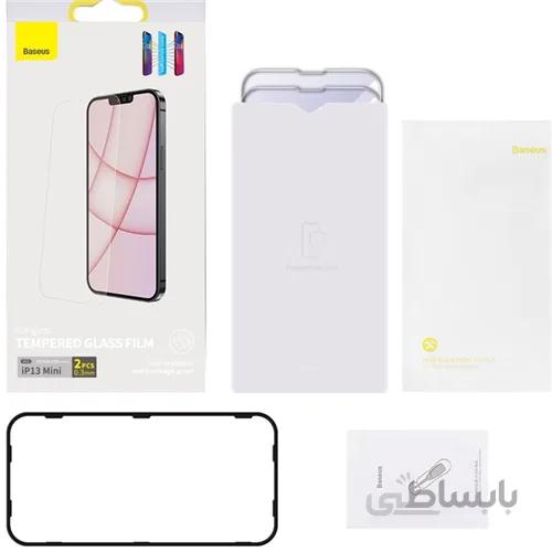 پک 2تایی محافظ صفحه شیشه ای تمام صفحه ضد اشعه Apple iPhone 13 Mini Baseus Anti-Blue Light SGBL020302