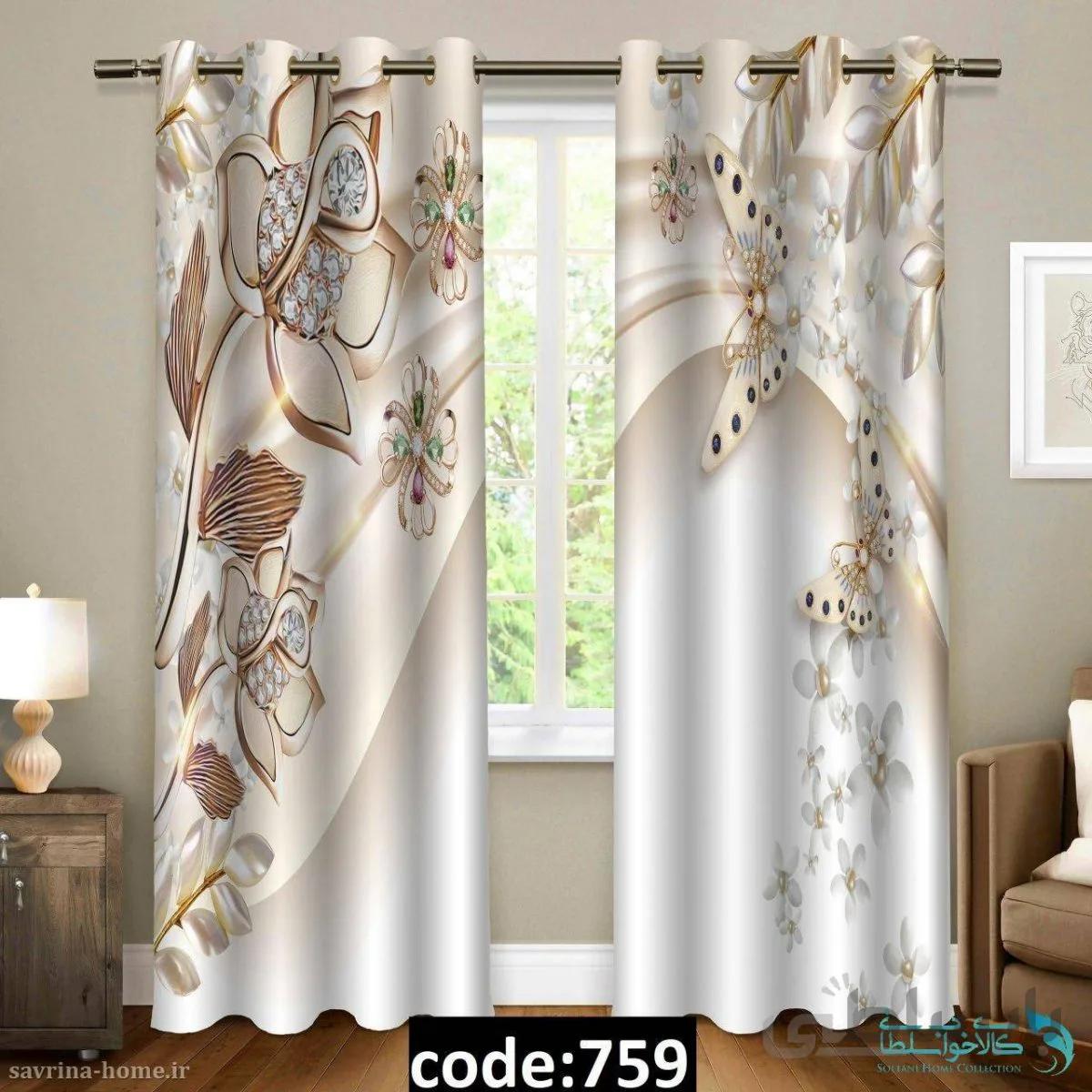 پرده پانچی سری گل مدرن مدل Sh-759