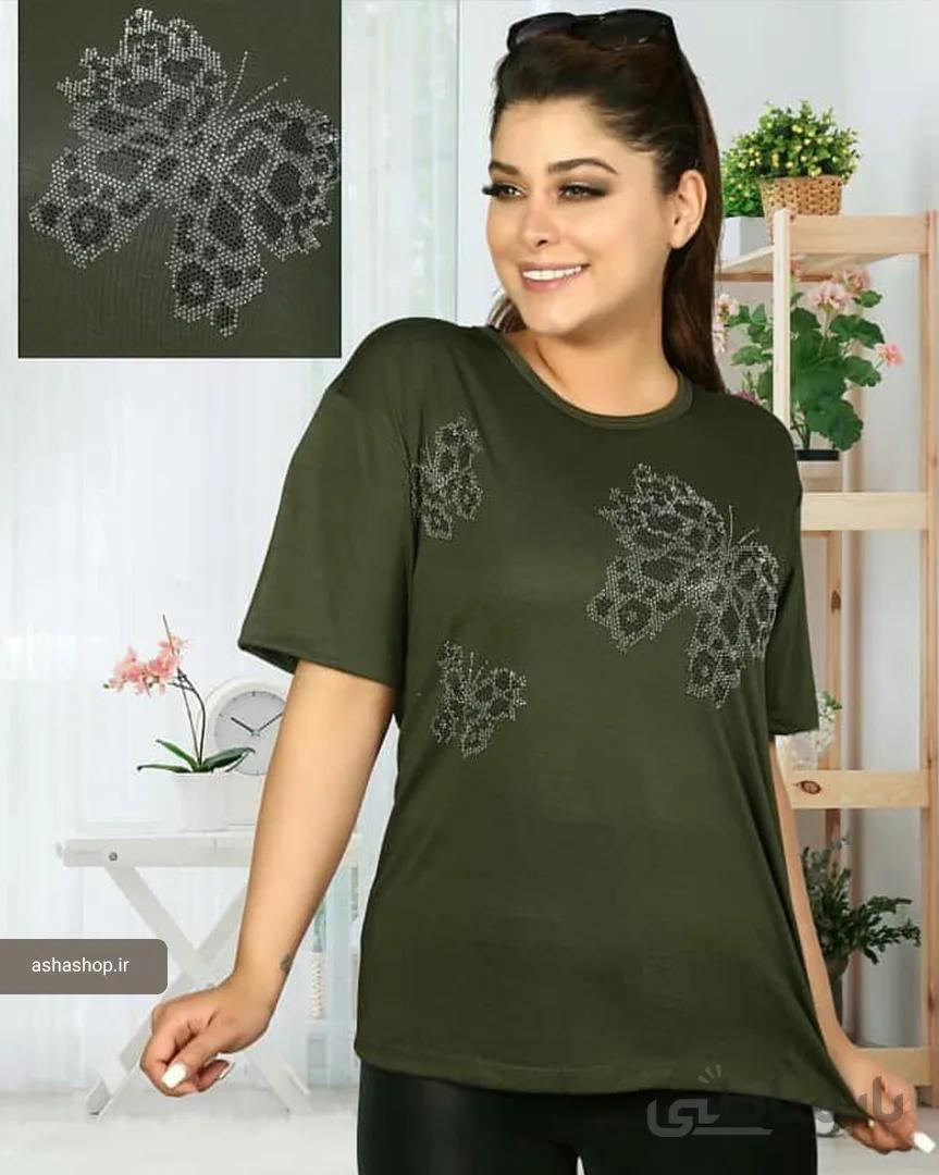 تیشرت نگینی پروانهای