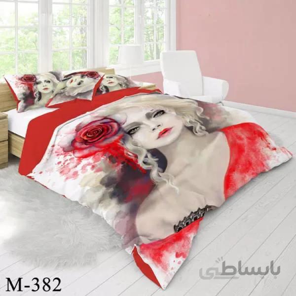 روتختی سه بعدی ساتن ابریشم ترک طرح چهره- کد M 382