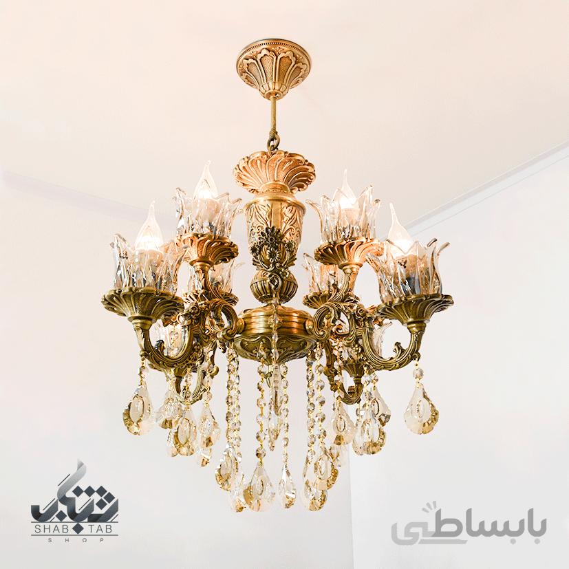 لوستر آویز چهار شاخه هشت شعله کد 3515