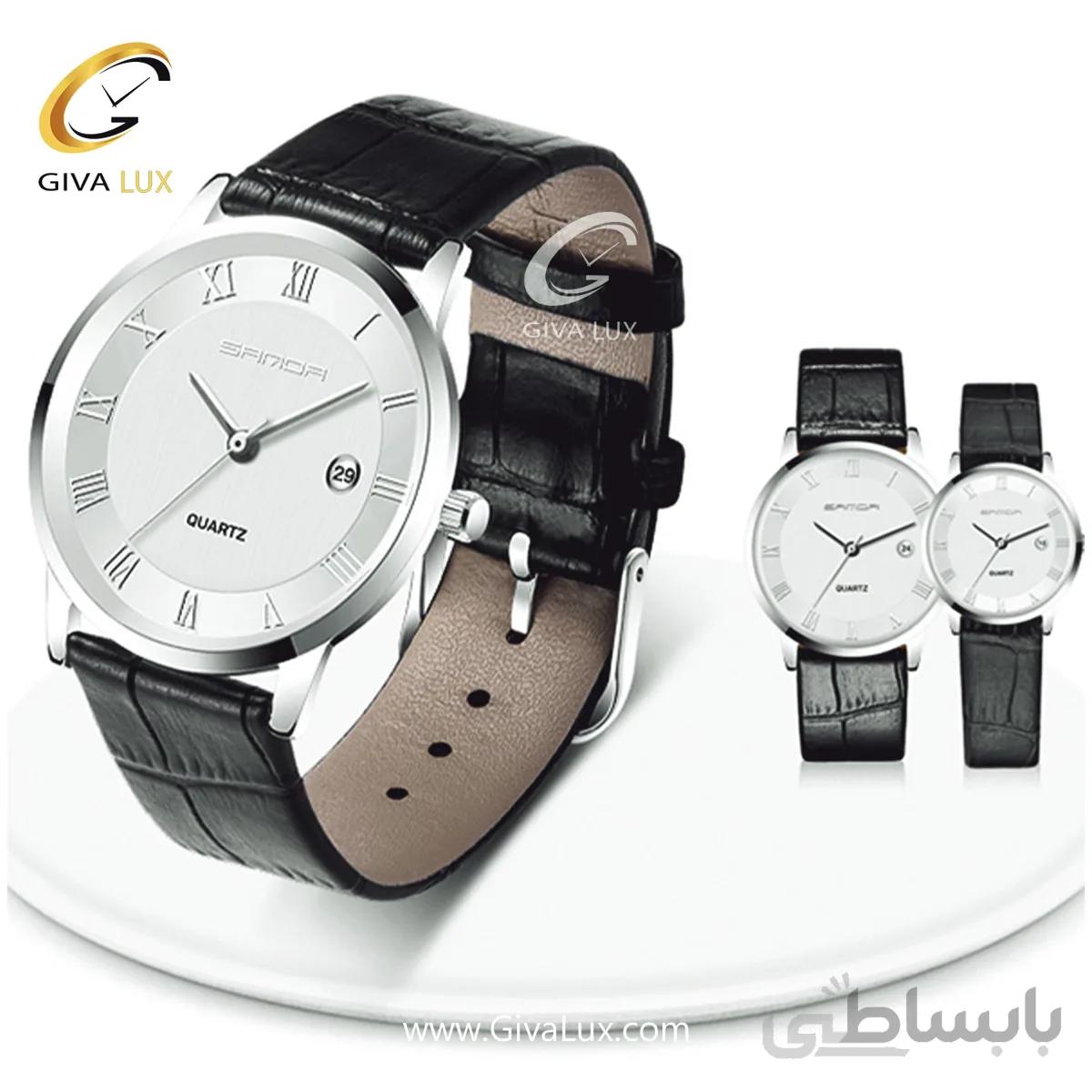 ست ساعت مچی بند مشکی چرمی ساندا مدل SANDA188