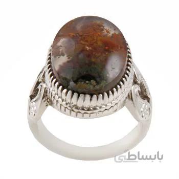 انگشتر نقره مردانه مدل عقیق شجر رکاب دست ساز کد am_1824