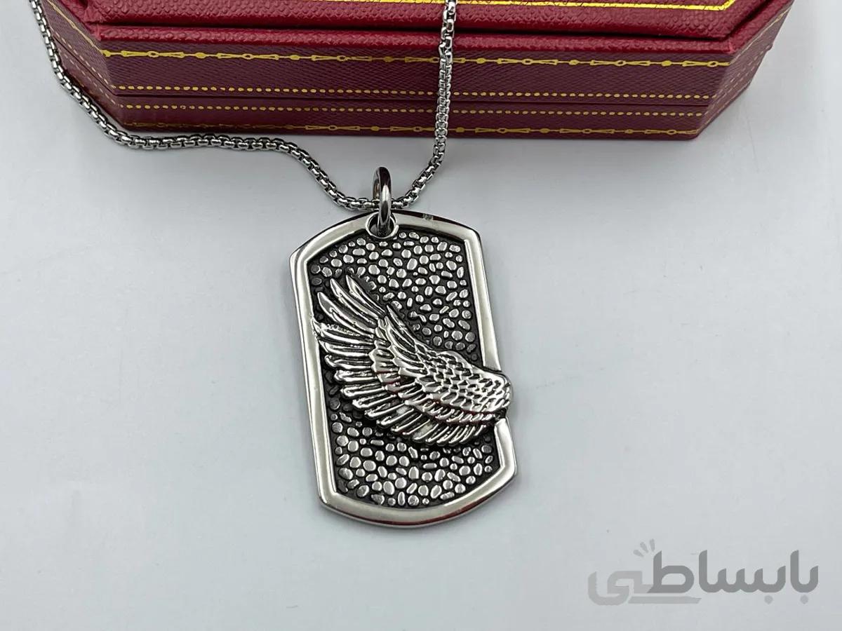 گردنبند طرح پلاک با بال فرشته