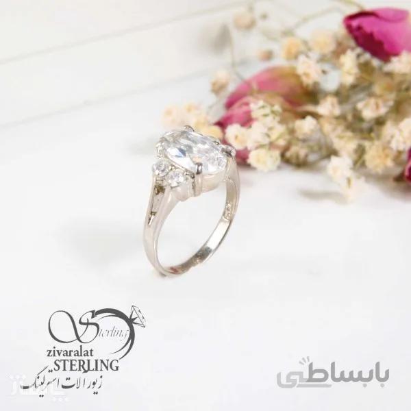 انگشتر نقره زنانه نگین سفید آلیاژ آبکاری طلا کد 520462