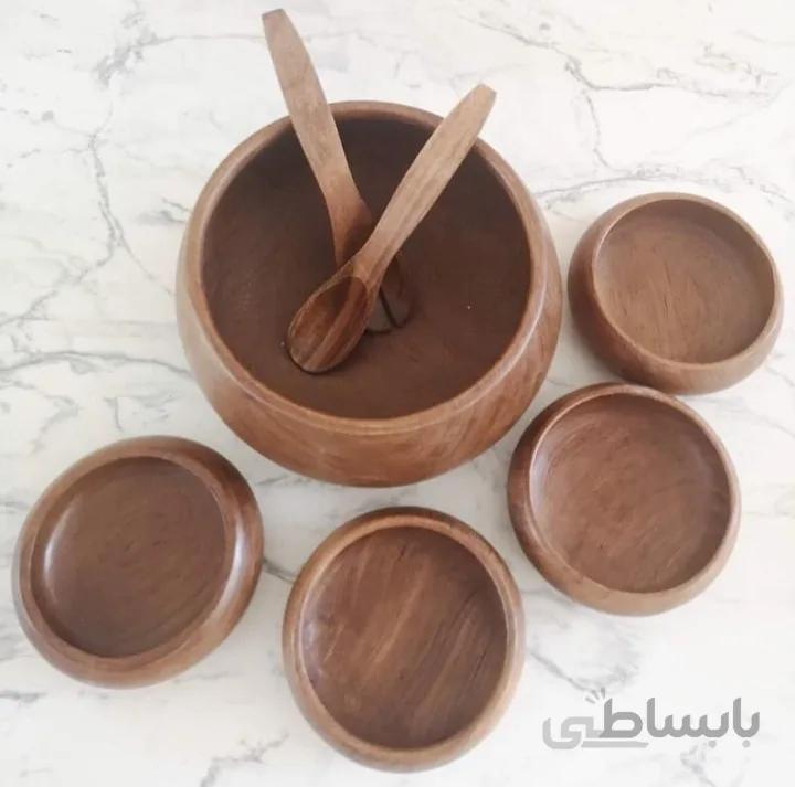 سرویس ٧ پارچه خمره ای کاملا چوبی ۴ نفره کد ۱۰۲۰۴۷