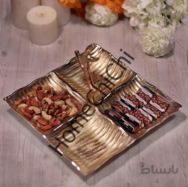 اردو خوری مربع چهار خانه آلومینیومی طلایی