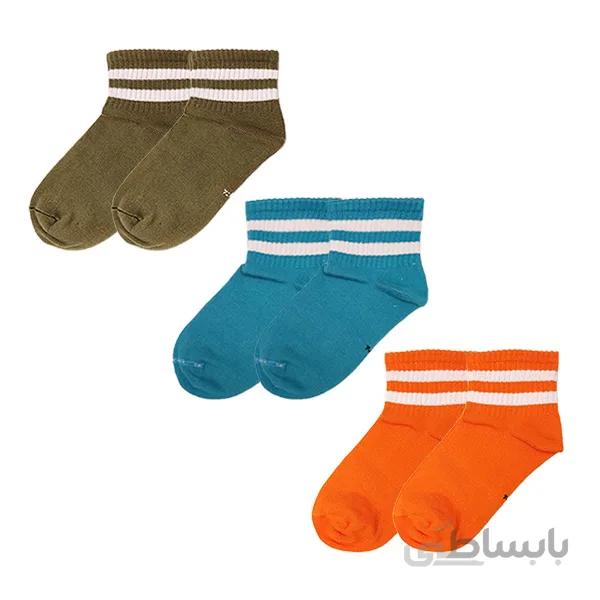 جوراب ورزشی بچه گانه نیم ساق دو خط کد PH487.11