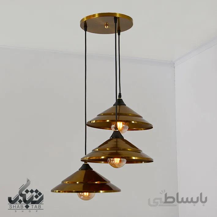 لوستر مدرن طبق سه شعله کد 1250 آنتیک SHJ – سرپیچ E27