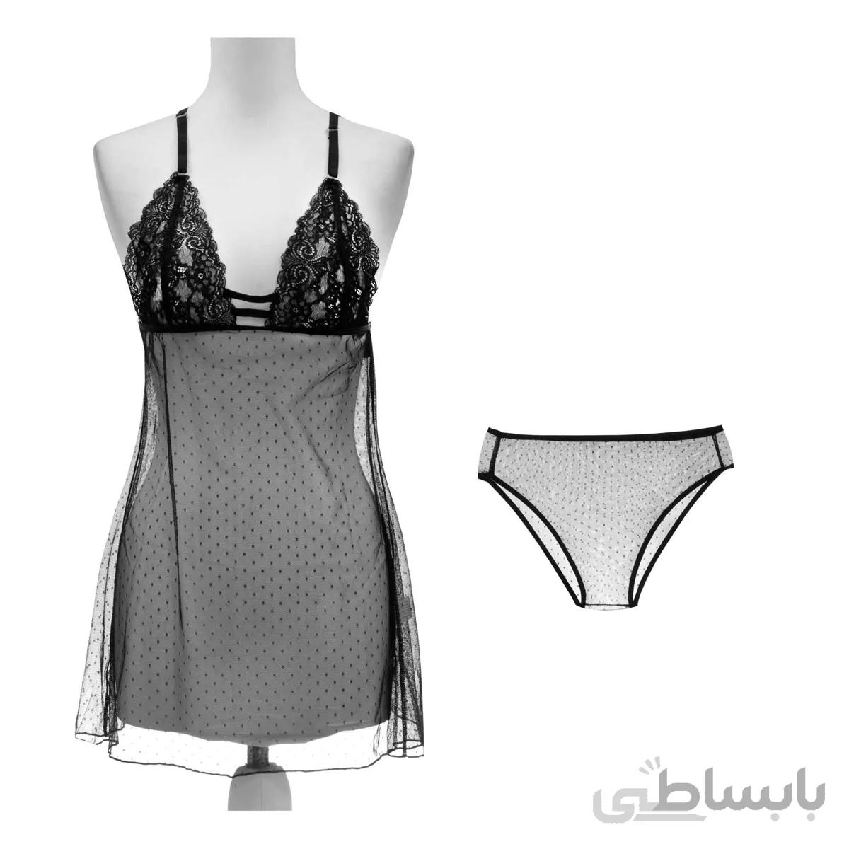 لباس خواب فانتزی دو تکه تور گیپور سیسنت 5064