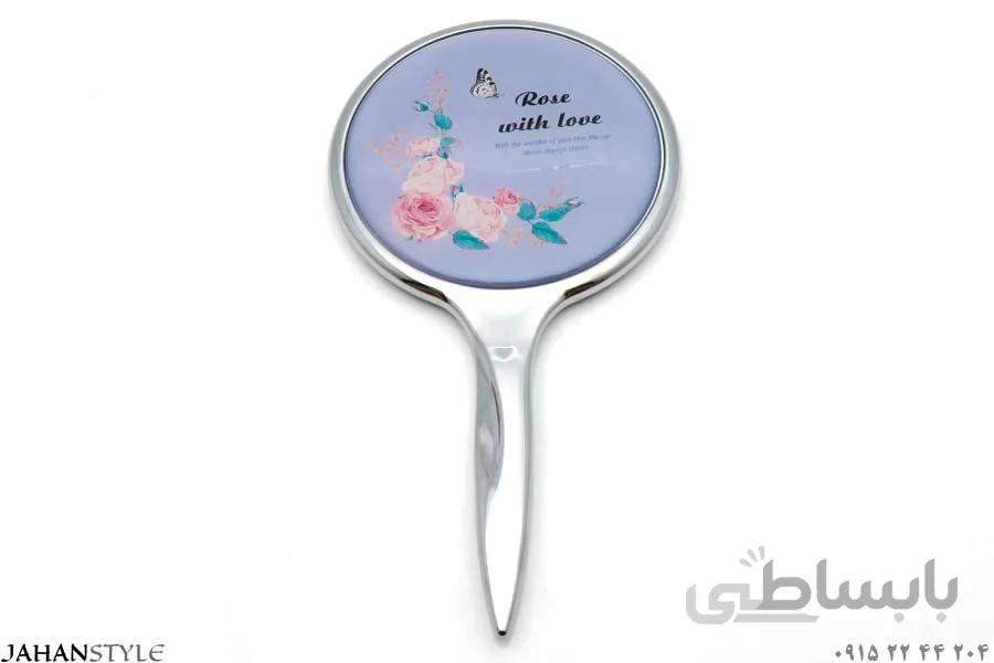 آینه دسته دار دخترانه شیک مدل گل و پروانه
