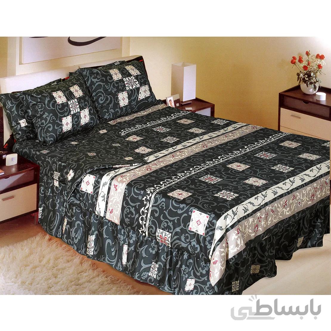 ست لحاف روتختی دونفره 4 تکه رزین تاژ طرح امپریال Imperial ساتن