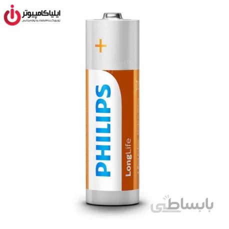 باتری قلمی Zinc برند فیلیپس مدل R06L4B/97 سری Long Life بسته 4 عددی