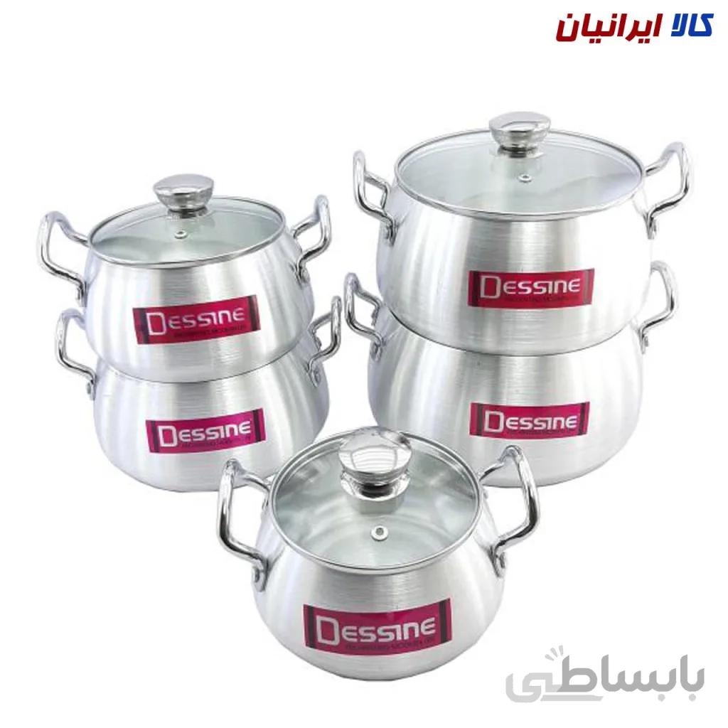 سرویس قابلمه روحی 10 پارچه درب شیشه‌ای دسینه با ارسال رایگان