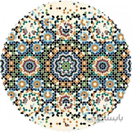 رومیزی مخمل گرد مراکش کرمی چند رنگ