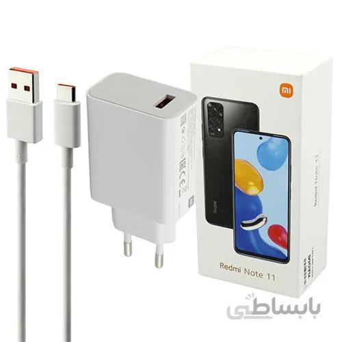 شارژر دیواری فست شارژ Xiaomi NOTE 11 3A PD 33W Type-C + کابل تایپ سی و جعبه گوشی