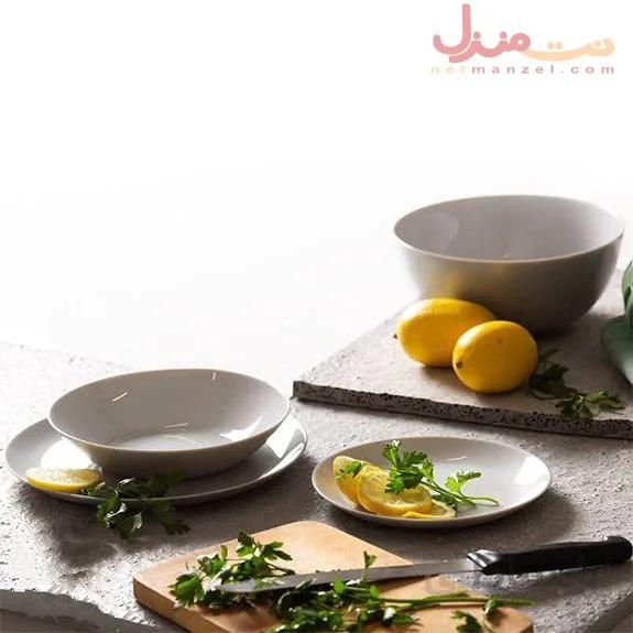 سرویس غذا خوری 26 پارچه دیوالی طوسی (دیس بیضی)