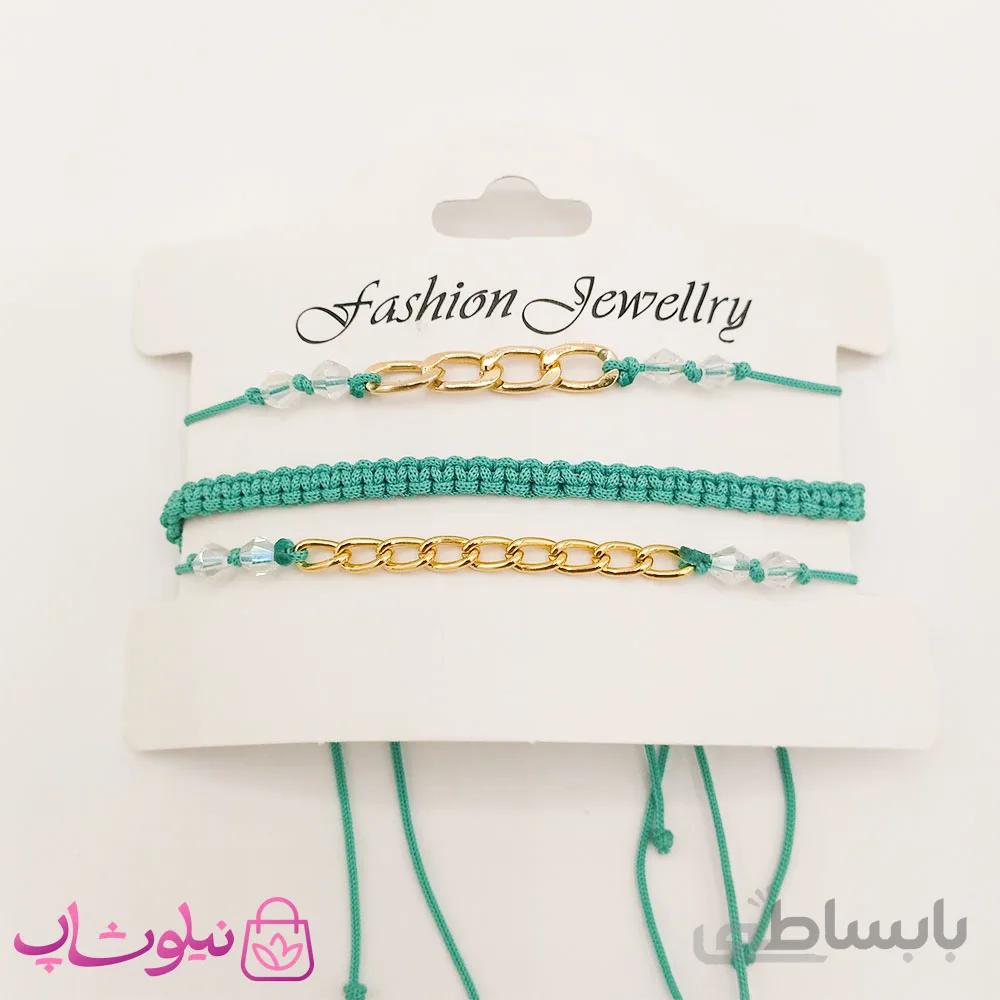پابند زنانه رنگی سه ردیفه سبز
