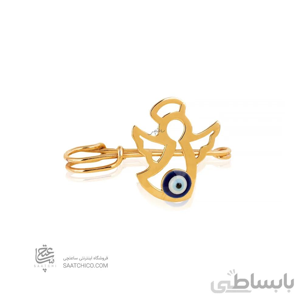 سنجاق سینه طلا کودک طرح فرشته با چشم نظر کد KO118