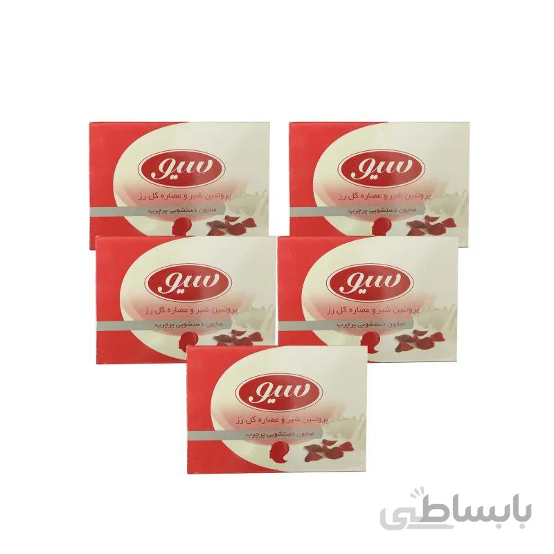 صابون حمام سیو مدل شیر و رز وزن 125 گرم بسته 5 عددی