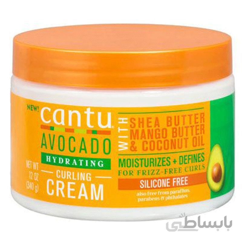 کرم آووکادو با شی باتر کره انبه و روغن نارگیل موهای فر کانتو Cantu Avocado with Shea Butter Mango Butter Coconut Oil Curling Cream 340g